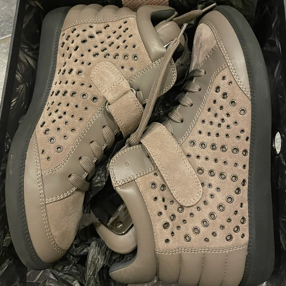 Monika Chiang Women’s High Top Leather Sneakers Taupe